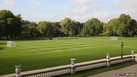 Football pitch in Buckingham Palace