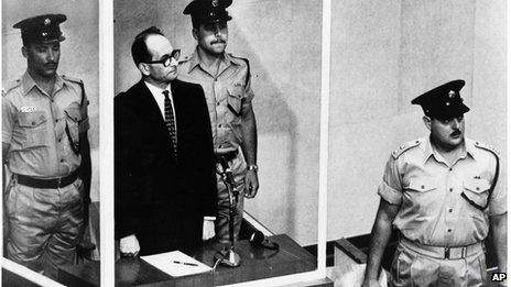 Adolf Eichmann on trial in Jerusalem in 1961
