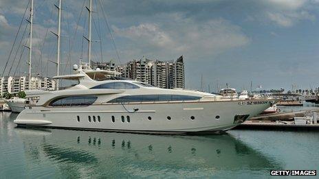 Super yacht moored in Singapore