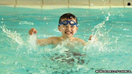 A swimmer in Worcester's pool