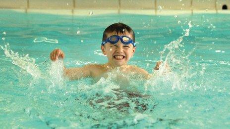 A swimmer in Worcester's pool