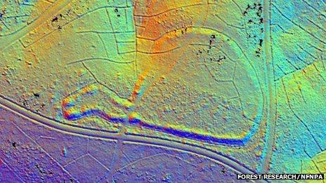 Iron Age hill fort not previously known about. Copyright: Forest Research, based on Cambridge University Technical Services and NFNPA data