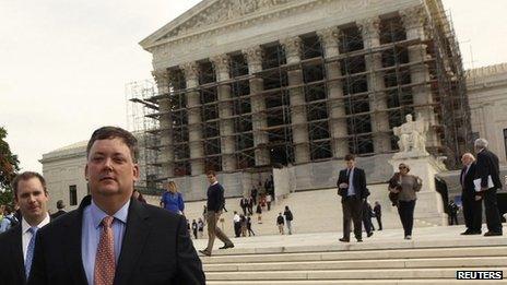 Republican donor Shaun McCutcheon departs the US Supreme Court after his McCutcheon v Federal Election Commission case argument in front of the US Supreme Court in Washington 8 October 2013