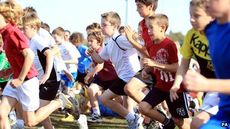 Boys running