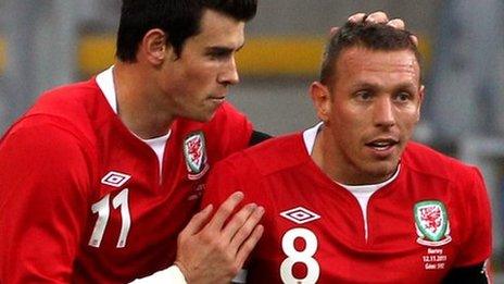 Craig Bellamy with Gareth Bale (left)