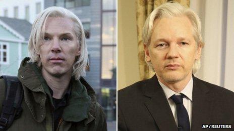 Benedict Cumberbatch as Julian Assange and Julian Assange composite picture