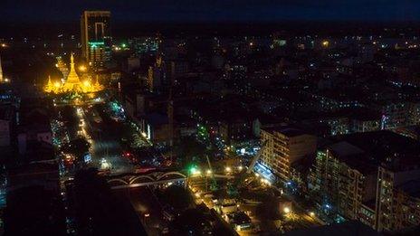 Yangon at night