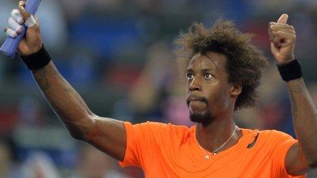 Gael Monfils after beating Roger Federer