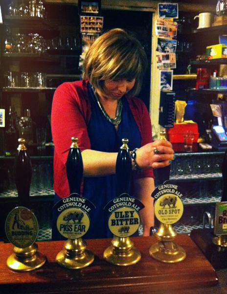 Helen pulls a pint