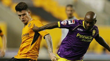 Wolves striker Liam McAlinden in action against Notts County in the Johnstone's Paint Trophy