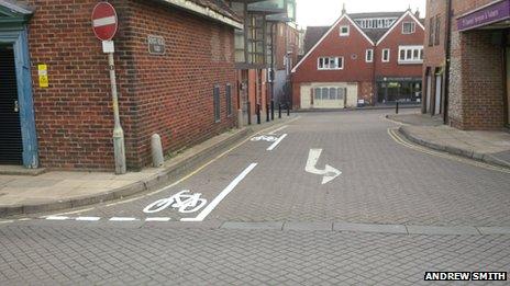 Cycle lane in Winchester