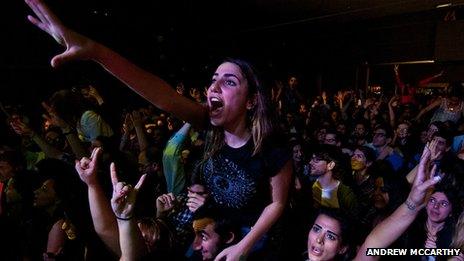 Fans at one of Mashrou' Leila's London concerts