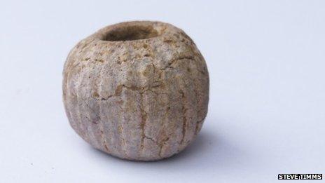 Stone bead discovered at Potgate Quarry