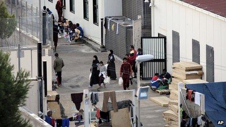 Migrants in temporary camp in Lampedusa. 9 Oct 2013