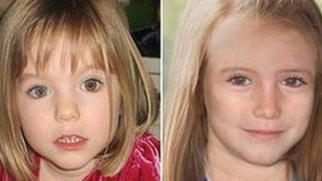 Madeleine McCann when she disappeared and how she might have looked aged nine