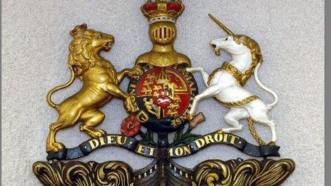 The Coroners coat of arms in West London Coroner's Court