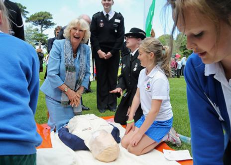 The Duchess of Cornwall with a Resusci Anne dummy