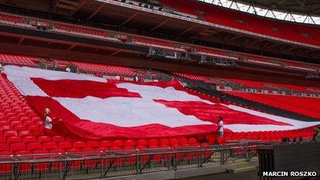 Poland fans' flag at Wembley