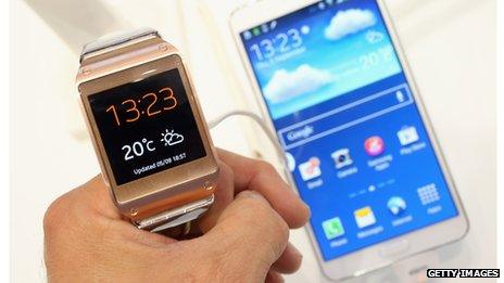 Samsung watch and phone