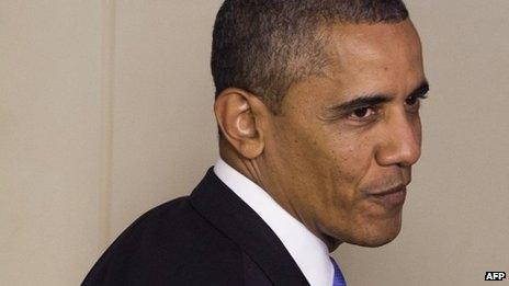 US President Barack Obama leaves after speaking about the government shutdown and debt ceiling standoff in the Brady Press Briefing Room of the White House in Washington, DC on 16 October 2013