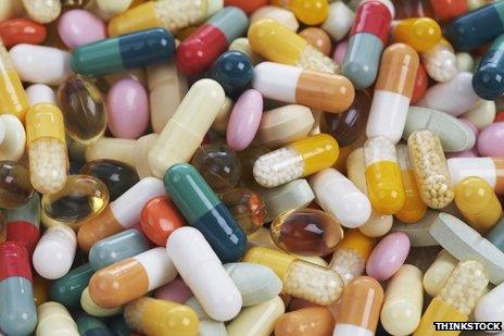 Multi-coloured pills