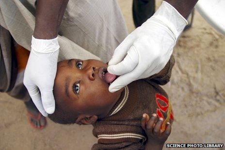 Child being fed vitamin supplement