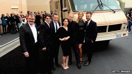 Creator/executive director Vince Gilligan, actors RJ Mitte, Bryan Cranston, Laura Fraser, Bob Odenkirk, Anna Gunn and Aaron Paul