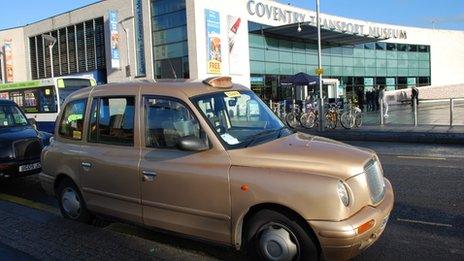 Taxi outside the Coventry Transport Museum