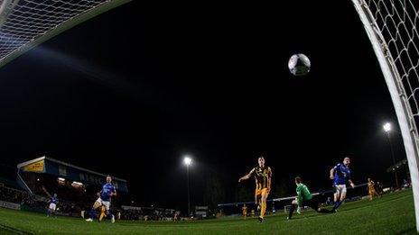 Connor Jennings (right) scores Macclesfield's first goal