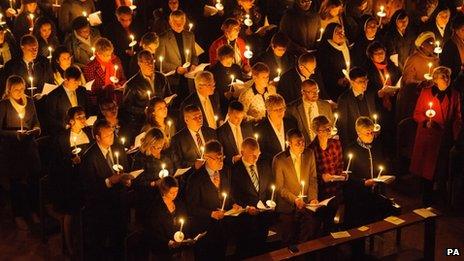 Worshippers at Westminster Cathedral