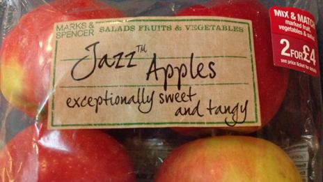 Jazz apples on shelf at M&S