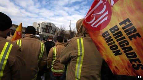 Firefighters attending a union rally