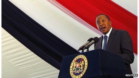 Kenya's President Uhuru Kenyatta speaks at a special service for the people killed and injured in the Westgate shopping mall attack (1 October 2013)