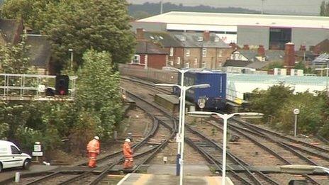 Scene of the derailment on London Road, Gloucester