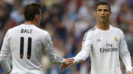 Real Madrid v Malaga - Cristiano Ronaldo and Gareth Bale