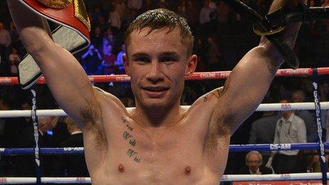 Belfast's Carl Frampton after his victory over French opponent Jeremy Parodi