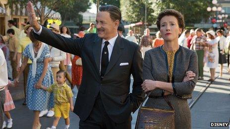 Tom Hanks as Walt Disney and Emma Thompson as author PL Travers in Saving Mr Banks