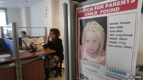 Poster of Maria in Athens office of Smile of the Child charity (19 Oct 2013)