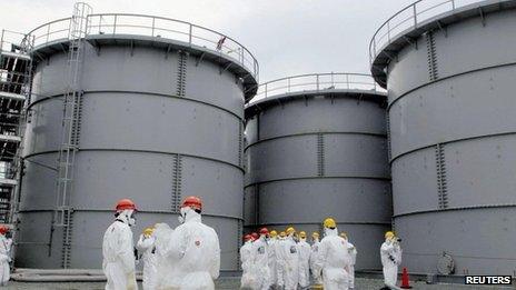 Tanks of radiation-contaminated water are seen at the Tokyo Electric Power Co's (Tepco) tsunami-crippled Fukushima Daiichi nuclear power plant in Fukushima prefecture in this file photo released by Kyodo on 1 March 2013