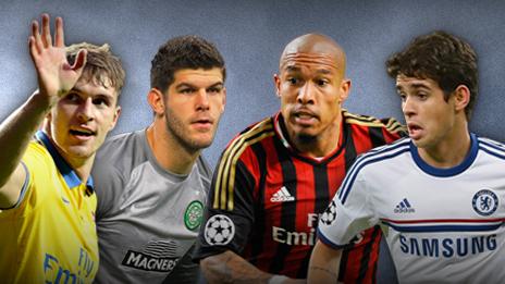 Aaron Ramsey, Fraser Forster, Nigel de Jong, Oscar