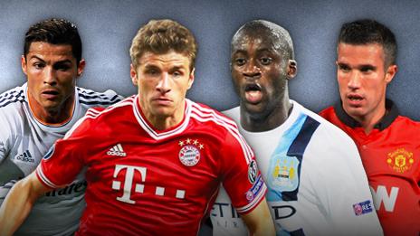 Cristiano Ronaldo, Thomas Muller , Yaya Toure, Robin van Persie