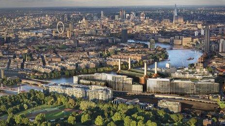 Computer illustration of the Battersea Power Station redevelopment