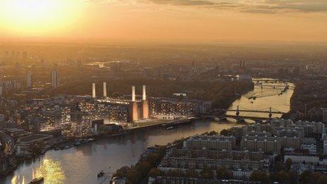 Computer illustration of the Battersea Power Station redevelopment