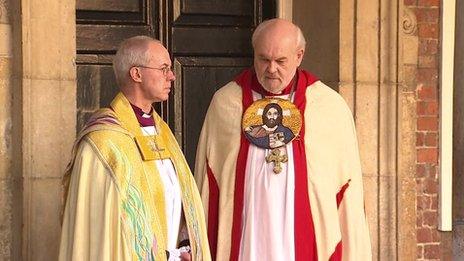 Archbishop of Canterbury Justin Welby with Bishop of London Richard Chartres