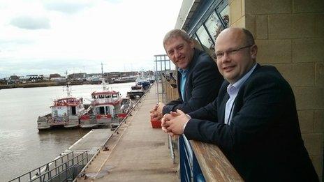 Chris Holden and Jason Longhurst at Grimsby Docks