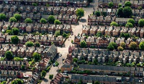 Aerial view of houses