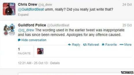 Guildford Police Twitter page