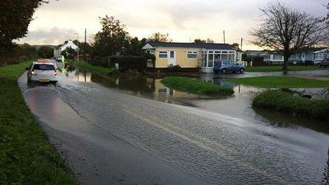 Flooding near Landkey, in north Devon