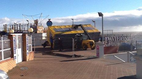 Damaged rides at Clacton Pier