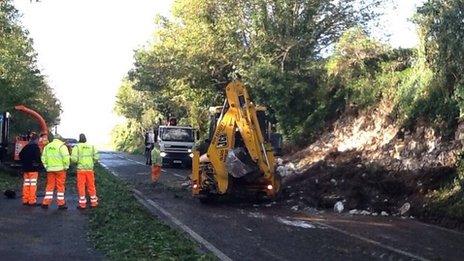 A digger clearing Weymouth Relief Road